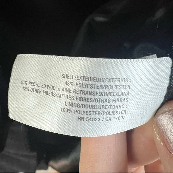 Old Navy Plaid Wool Blend Pea Coat Ruffle Medium Academia Pockets Navy Black - Picture 8 of 10